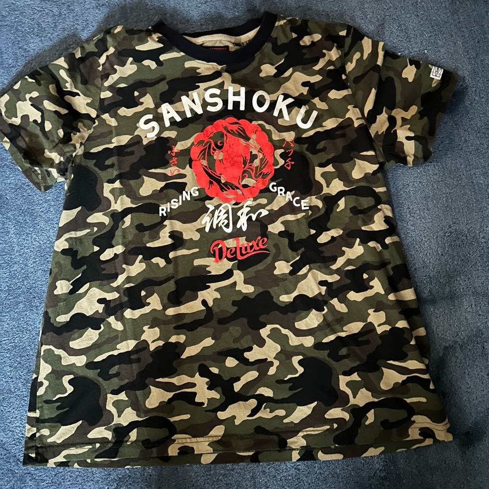 Superdry Camouflage Tee with Red Graphic